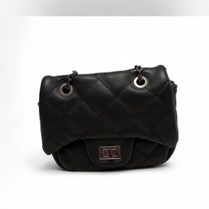 Chloe K Black Quilted Crossbody Bag with Chain Strap